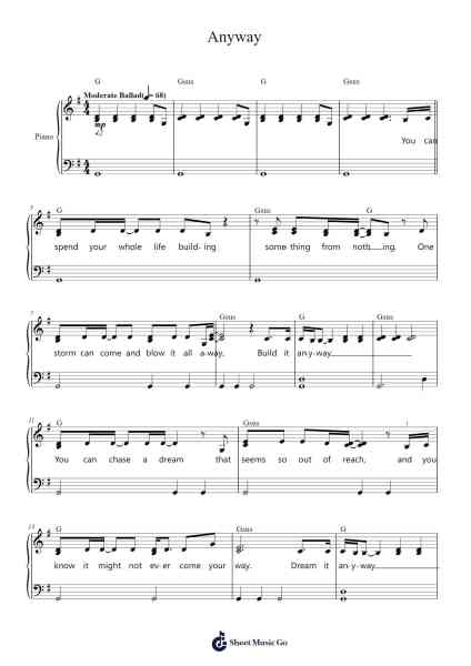 Anyway Sheet Music by Martina McBride-Arr.Walry