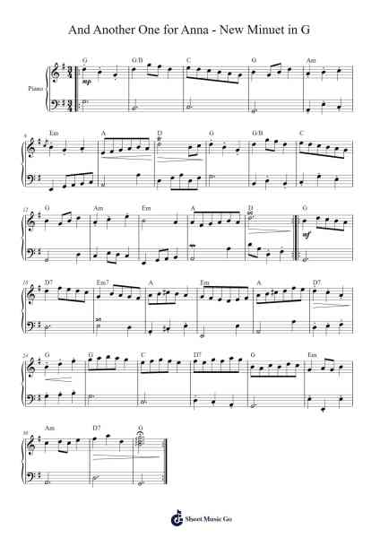 And Another One for Anna - New Minuet in G Sheet Music by Frank Paul-Arr.Golddon