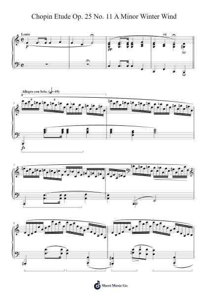 Etude in A Minor, Op. 25, No. 11 "Winter Wind" Sheet Music by Frédéric Chopin-Arr.Panwebb Jamesnan