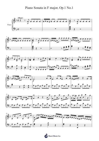 Piano Sonata in F Major, Op. 1 No. 1: I. Allegro Sheet Music by Joseph Woelfl-Arr.Ninah