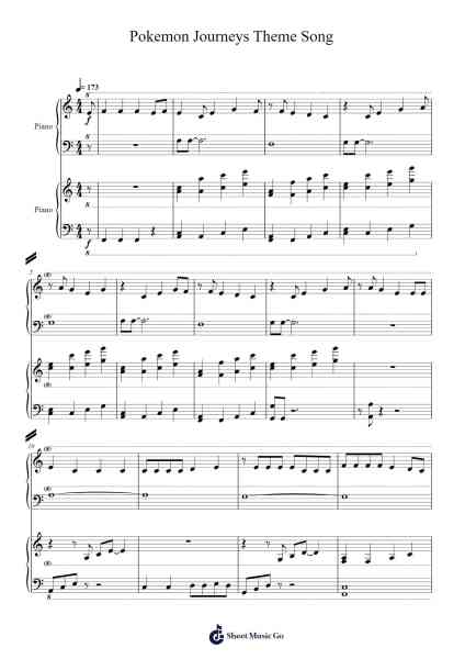 Pokemon Journeys Theme Song Sheet Music by Shinji Miyazaki-Arr.Greyscott Auswill