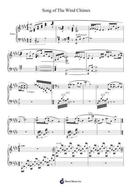 Song of The Wind Chimes Sheet Music by Eswey-Arr.Otnold