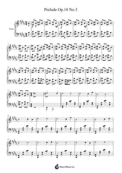 Prelude Op.18 No.3 Sheet Music by Brightfrances-Arr.Bauzel Zebian