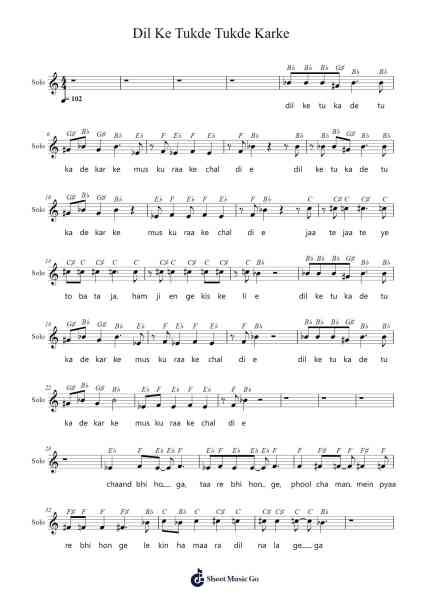 Dil Ke Tukde Tukde Karke Sheet Music by Yesudas-Arr.Stanwylde