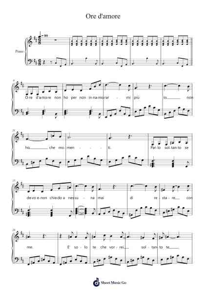 Ore d'amore Sheet Music by Fred Bongusto-Arr.Jillcooke Murday