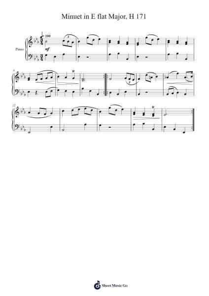 Minuet in E flat Major, H. 171 Sheet Music by Carl Philipp Emanuel Bach-Arr.Franling Godrwood
