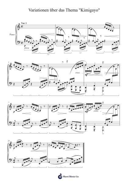 Variationen über das Thema "Kimigayo" Sheet Music by Tamezō Narita-Arr.Taysnow Churniel