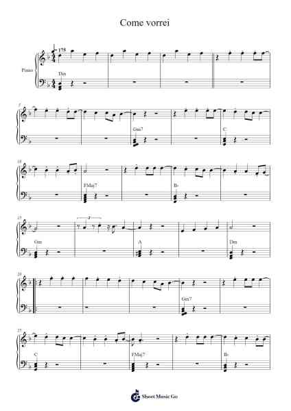 Come vorrei Sheet Music by Ricchi e Poveri-Arr.Stanthy