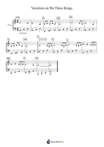 Variation on We Three Kings Sheet Music by Lisa Madeline Frimberger-Arr.Blithefrey