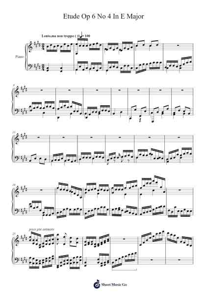 Etude Op 6 No 4 In E Major Sheet Music by Marc Sabatella-Arr.Fmar Geearl