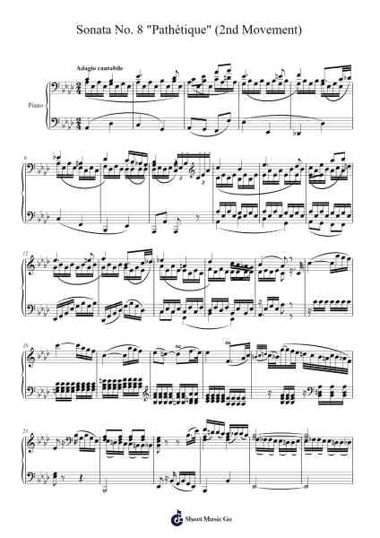 Sonata No. 8 "Pathétique" (2nd Movement) Sheet Music by Ludwig van Beethoven-Arr.Duttcash Cornie