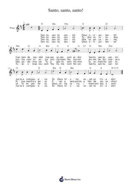 Santo, santo, santo! Sheet Music by J. G da Rocha-Arr.Hoyving