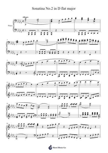 Sonatina No.2 in D flat major Sheet Music by Gropel Toynhood-Arr.Waygrid