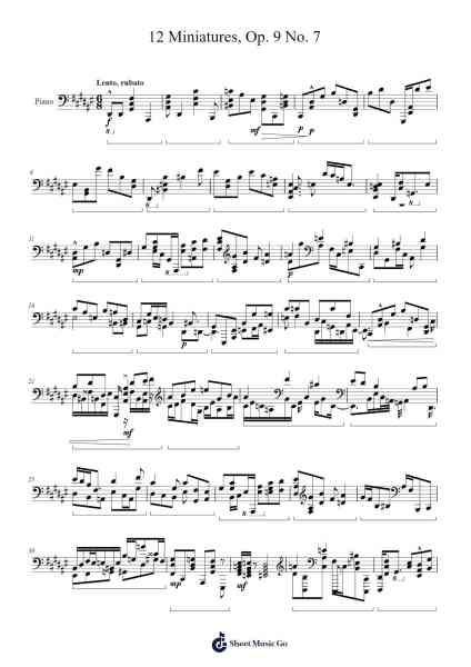 12 Miniatures, Op. 9 No. 7 Sheet Music by Yağız Arslan-Arr.Juddton Mucott