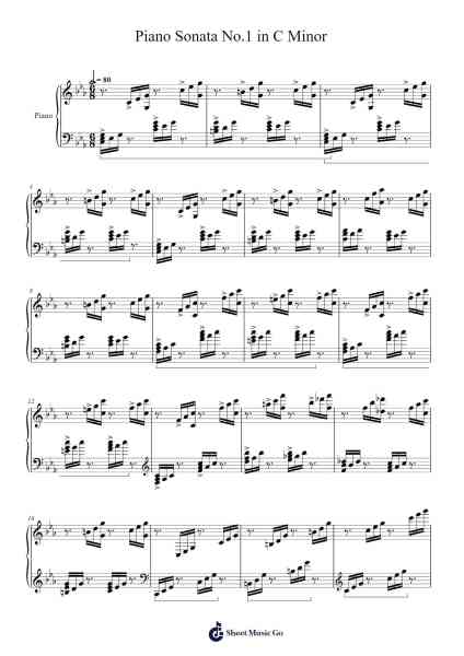 Piano Sonata No.1 in C Minor Sheet Music by Jacob Rulison-Arr.Harruth