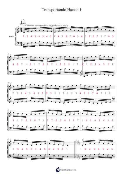 Transportando Hanon 1 Sheet Music by albetan-Arr.Otnold