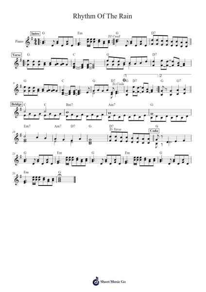 Rhythm Of The Rain Sheet Music by tripmccool-Arr.Fordtodd