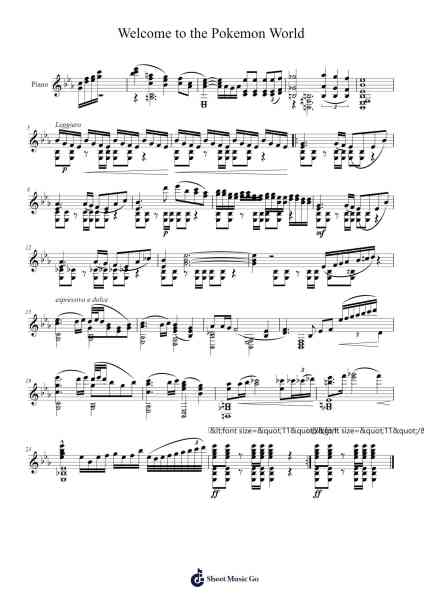 Welcome to the Pokemon World Sheet Music by Arata Liyoshi-Arr.Viten Sun