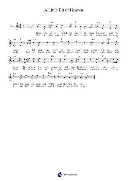 A Little Bit of Heaven Sheet Music by Ernest R. Ball-Arr.Croftslon Maugnings