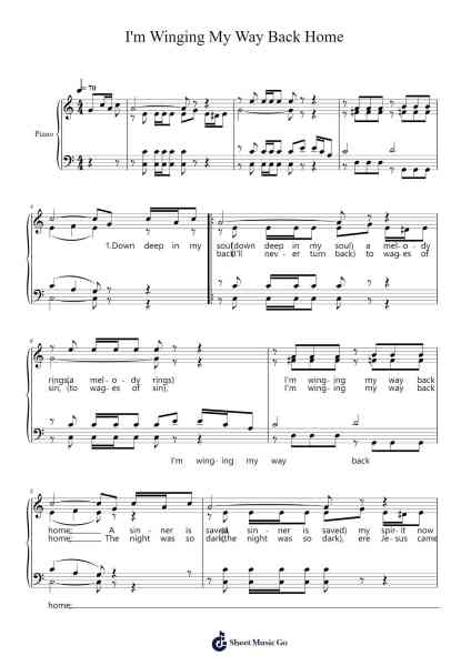 I'm Winging My Way Back Home Sheet Music by J. B. Coats-Arr.Swinbrowne Alickla