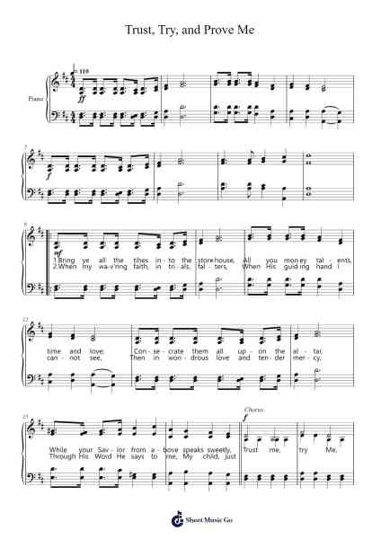 Trust, Try, and Prove Me 楽譜 by Lida Shivers Leech-Arr.Payrusk