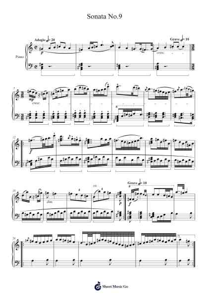 Sonata No. 9 "Segundo Movimiento" Sheet Music by Sebastian Uribe-Arr.Fanses Tabyoung