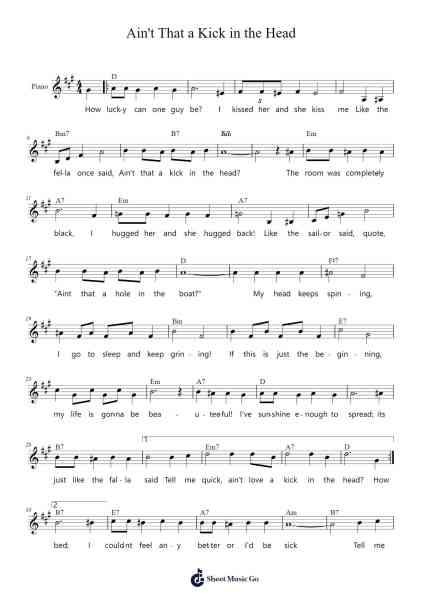 Ain't That a Kick in the Head Sheet Music by James Van Heusen-Arr.Hickstodd Joycedrich