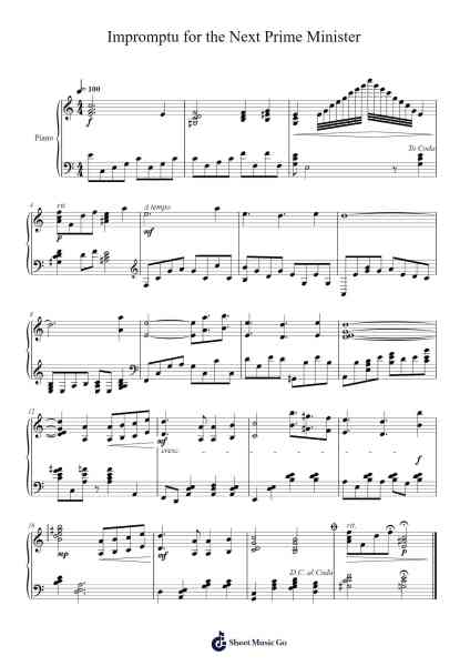 Impromptu for the Next Prime Minister Sheet Music by Ryota Kozuka/Shoji Meguro-Arr.Seac