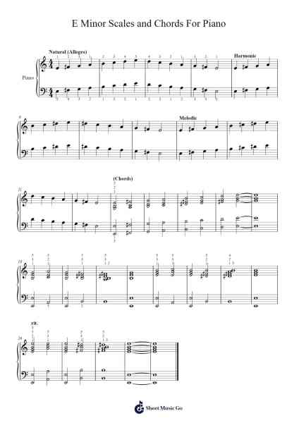 E Minor Scales and Chords For Piano Sheet Music by Marcus Daitch-Arr.Yorktie Phisopp