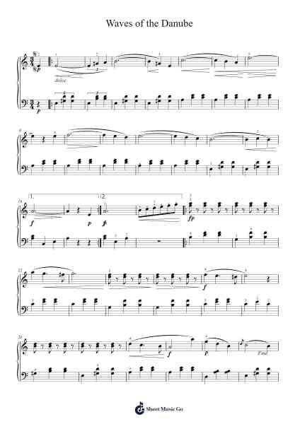 Waves of the Danube Sheet Music by Iosif Ivanovici-Arr.Blybohm
