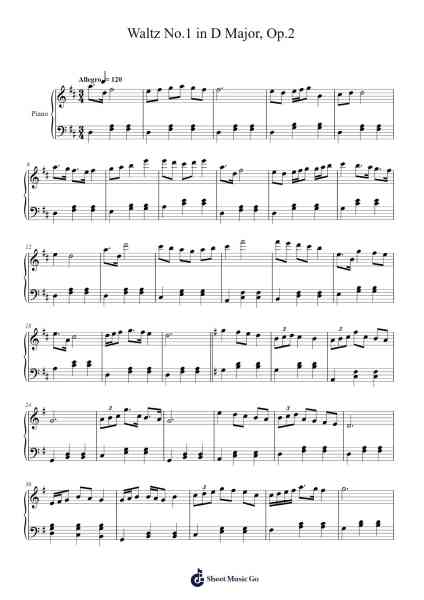 Waltz No. 1 in D Major, Op. 2 Sheet Music by Hudna Dougdave-Arr.Tesssaul