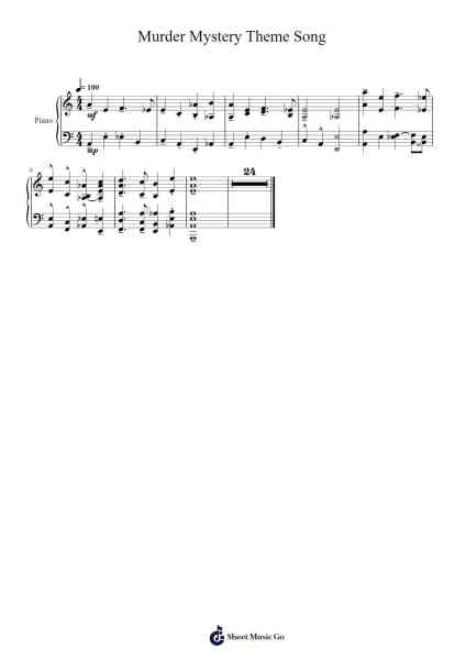Murder Mystery Theme Song Sheet Music by Gardner Davis-Arr.Louann Bonpe
