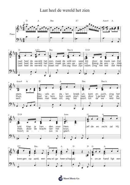 Laat heel de wereld het zien Sheet Music by -Arr.Scripla Brookfe