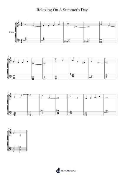 Relaxing On A Summer's Day Sheet Music by Bruwe Wardling-Arr.Temvogt Roblome