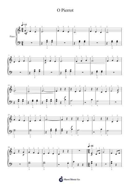 O Pierrot Sheet Music by Mário Mascarenhas-Arr.Wildeke Jefbeth