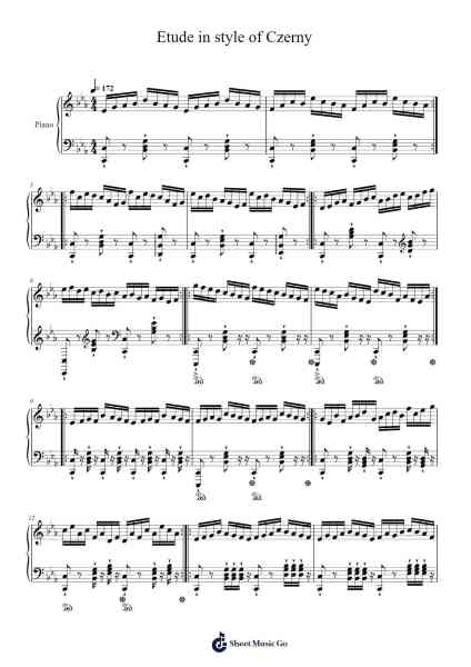 Etude in style of Czerny Sheet Music by Toutnic Gisseph-Arr.Lupeg