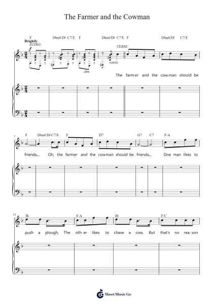 The Farmer and the Cowman Sheet Music by Rodgers & Hammerstein-Arr.Shirvien