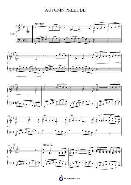 AUTUMN PRELUDE Sheet Music by Gottlieb Struve-Arr.Denuel Shirbill