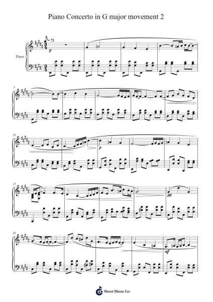 Piano Concerto in G Major, Movement II Sheet Music by Maurice Ravel-Arr.Cromflower Raeck