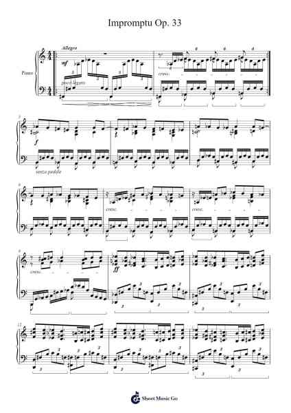 Impromptu Op. 33 Sheet Music by Brightfrances-Arr.Prittville Millbrian