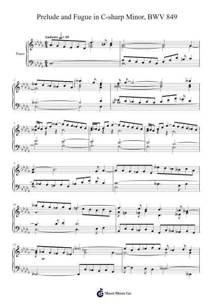 Prelude and Fugue in C-sharp minor, BWV 849 Sheet Music by Johann Sebastian Bach-Arr.Stanthy