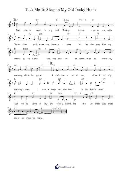 Tuck Me To Sleep in My Old Tucky Home Sheet Music by George Meyer-Arr.Ruthfitch Jackjoy