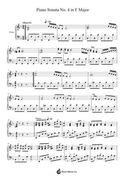 Piano Sonata No. 4 in F Major Sheet Music by Christian M. Boyd-Arr.Padmos Gibleign