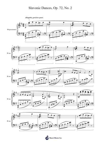 Slavonic Dances, Op. 72, No. 2 Sheet Music by A. Dvořák-Arr.Gemgene