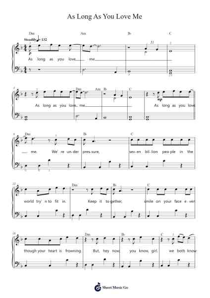 As Long As You Love Me Sheet Music by Justin Bieber-Arr.Taysnow Churniel