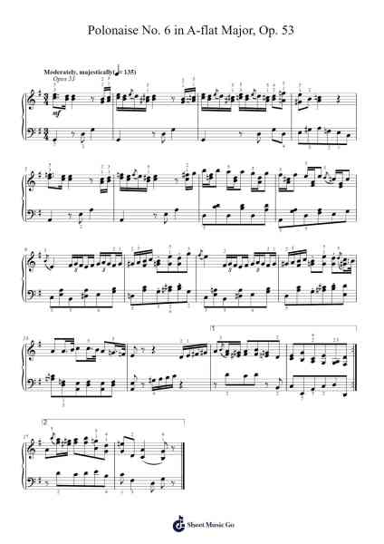 Polonaise No. 6 in A-flat Major, Op. 53 Sheet Music by Frédéric Chopin-Arr.Osbrow Joeholt