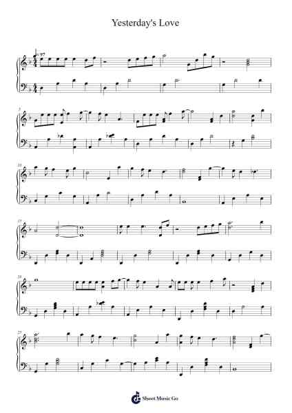 Yesterday's Love Sheet Music by Coco Lee-Arr.Clylogg Brarie