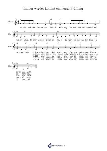 Immer wieder kommt ein neuer Frühling Sheet Music by Rolf Zuckowski-Arr.Stoweberg