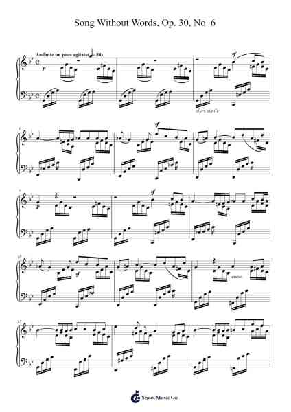 Song Without Words, Op. 30, No. 6 Sheet Music by Felix Mendelssohn-Arr.Hebart Timron