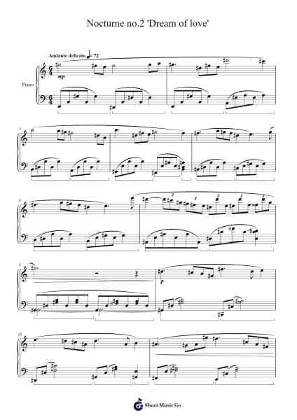 Nocturne No. 2 "Dream of Love" Sheet Music by above170iq2-Arr.Padlia Bebe